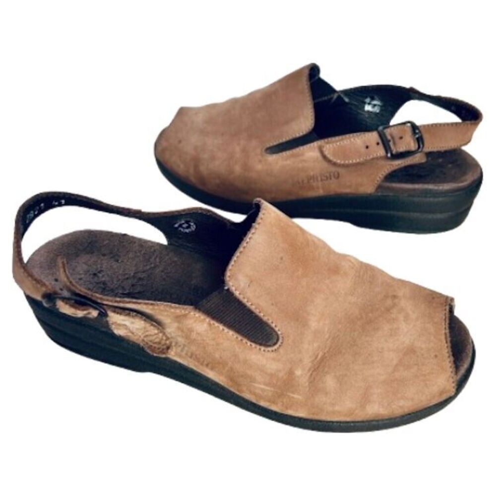 Mephisto Comfort Shoes Euro 41 Brown Nubuck Leather Slides Shoes US 10 10.5